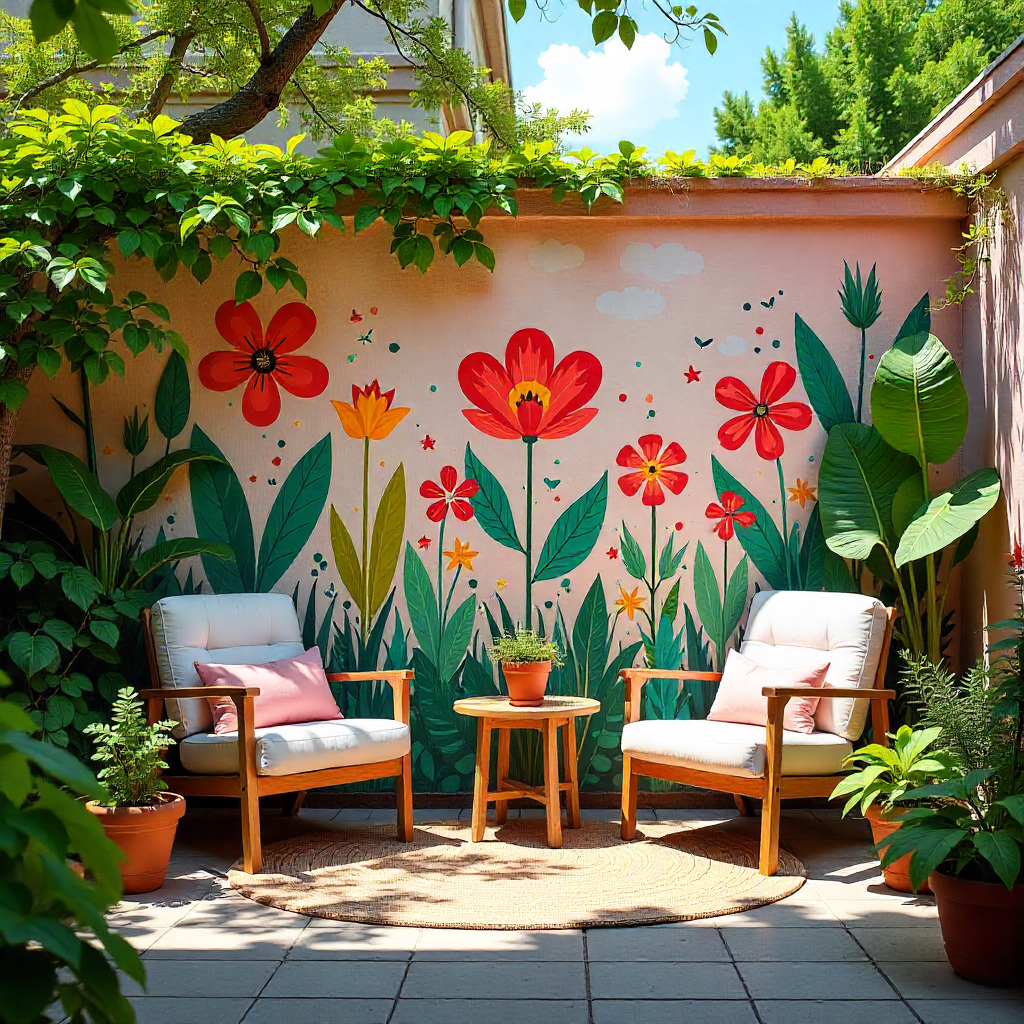 Backyard Garden Wall Painting