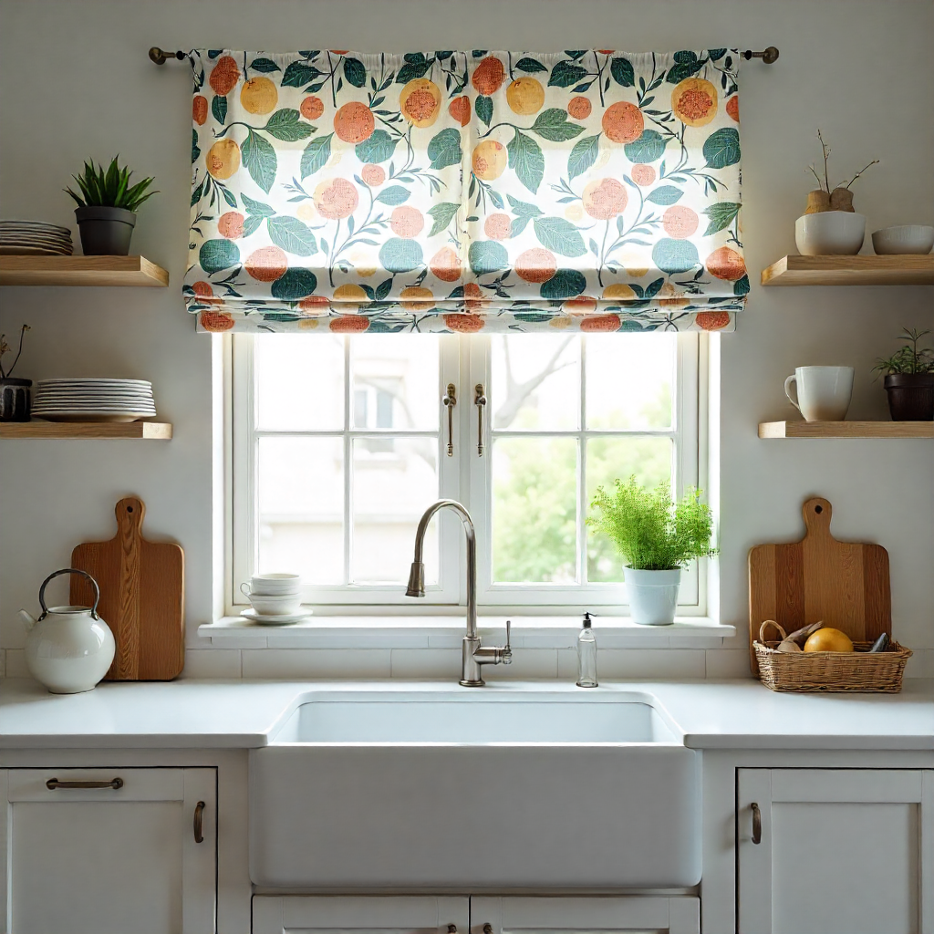 Bold Printed Above Sink Curtains