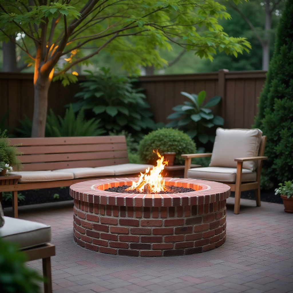Brick Backyard Fire Pit for Classic Charm