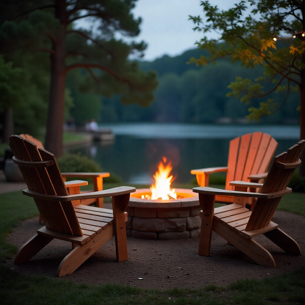 Fire Pit with Adirondack Chairs