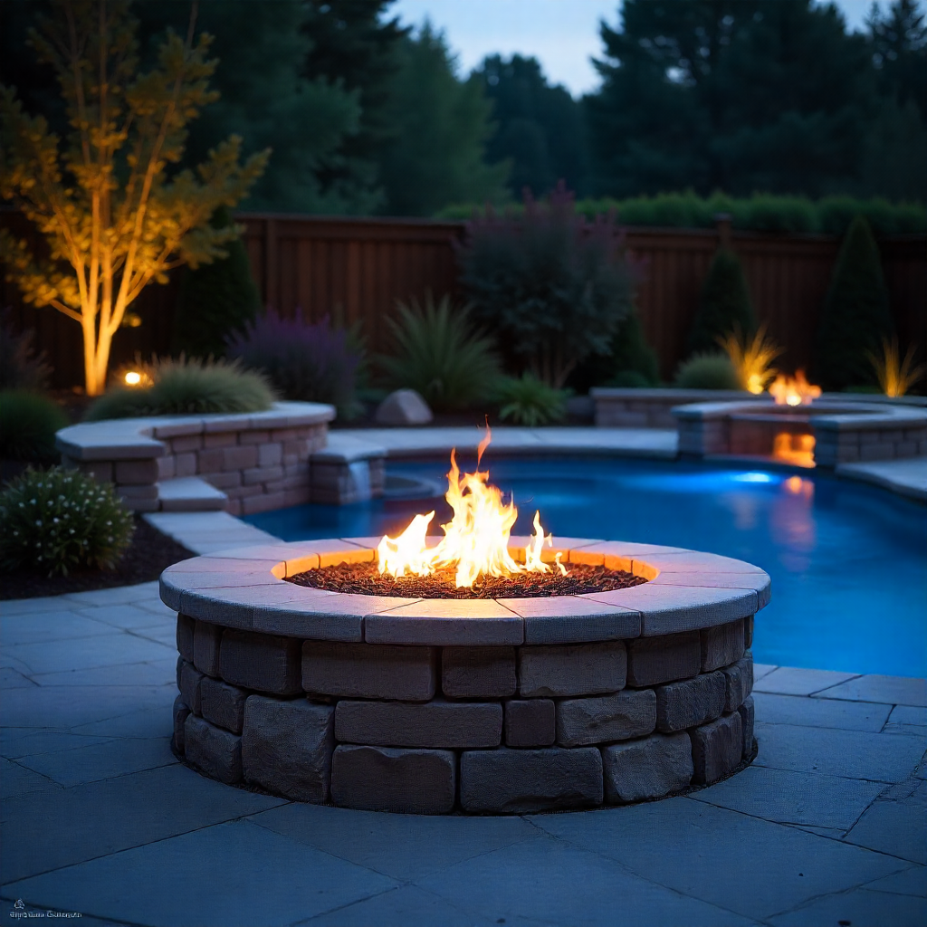 Fire Pit with Water Feature Combination