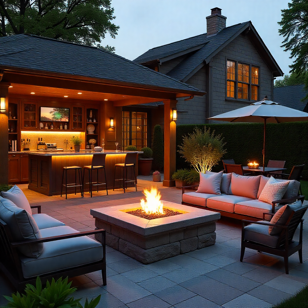 Fire Pit with an Outdoor Bar