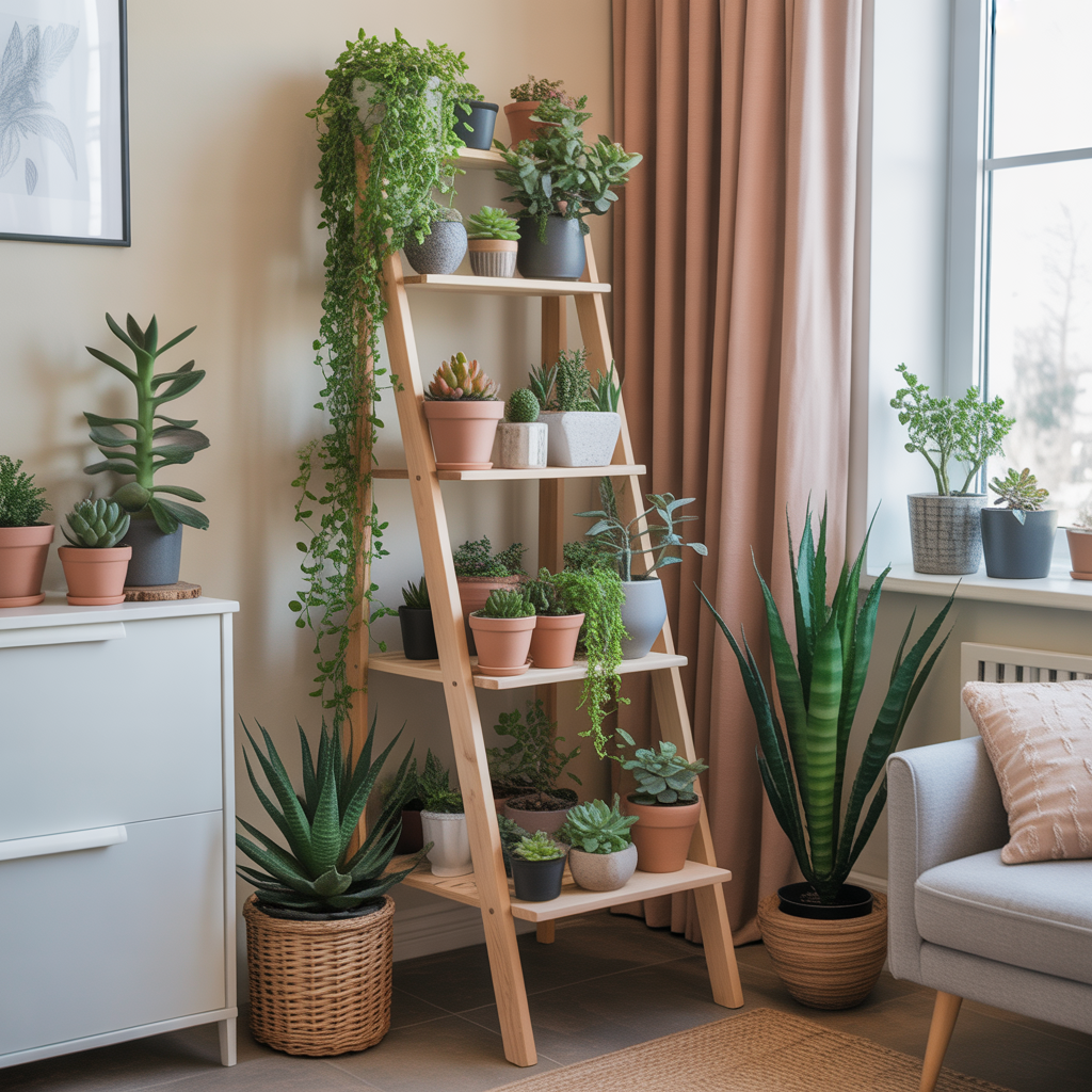 Plant Filled Apartments: 15 Ideas To Transform Your Home into a Green Oasis 9 Ladder Plant Stands