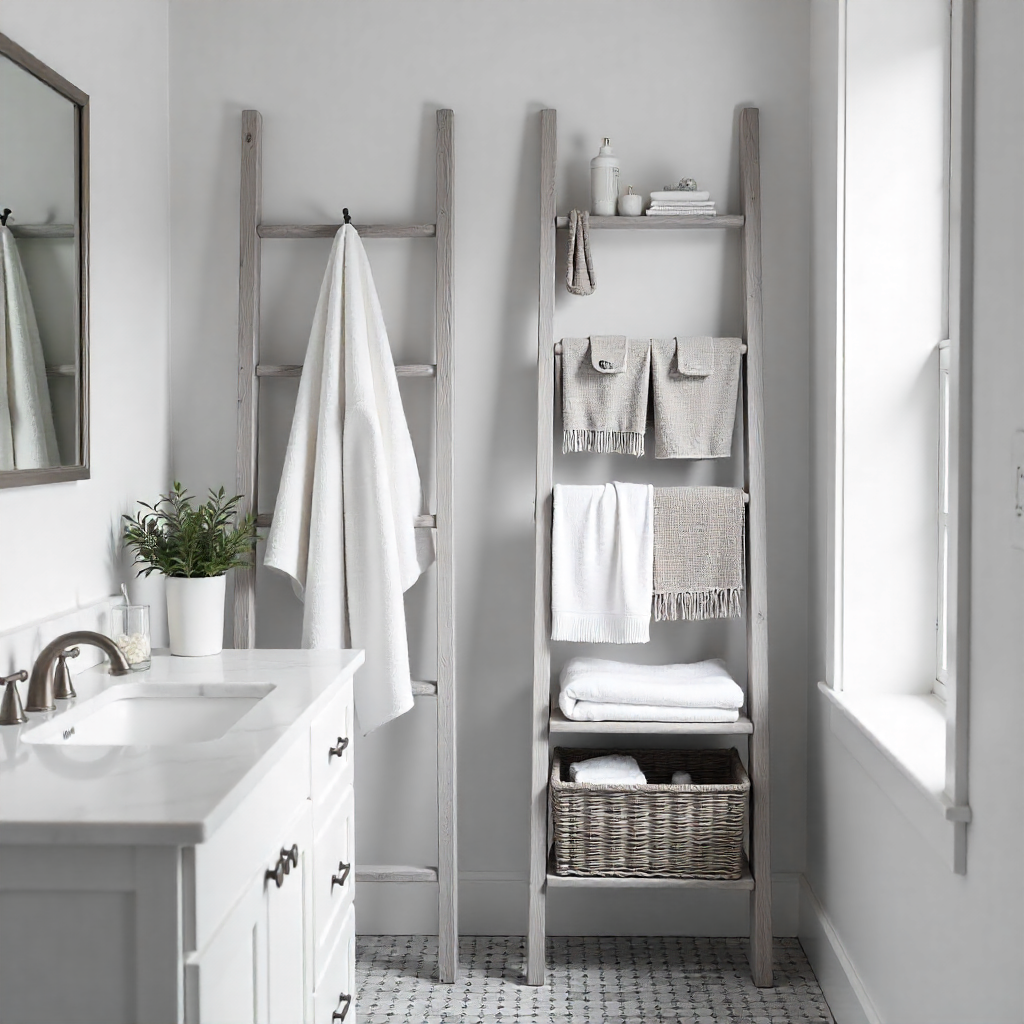 Small Bathroom Makeover: 20 Creative Ideas to Transform Your Space 15 Ladder Storage for Towels