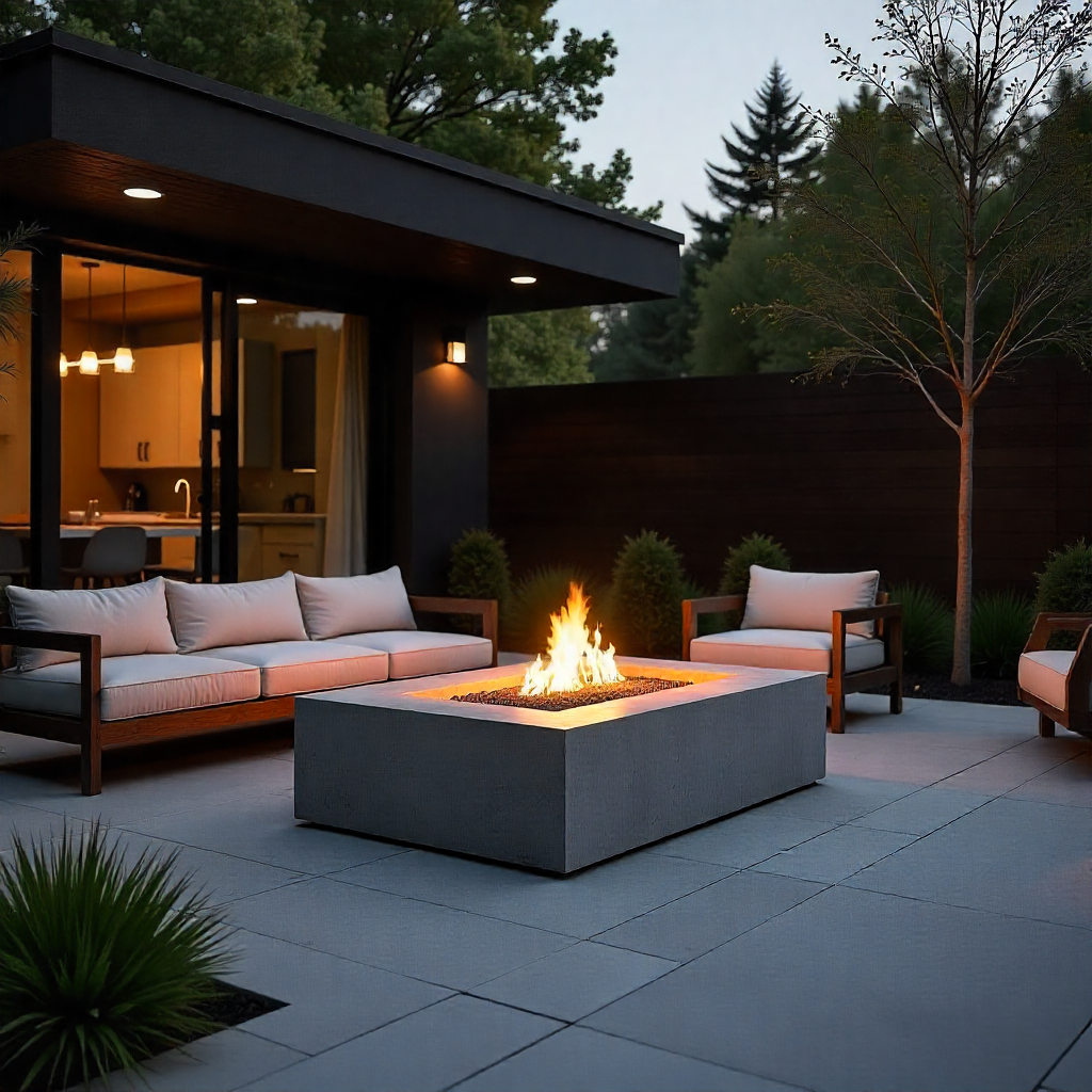 Modern Concrete Backyard Fire Pit