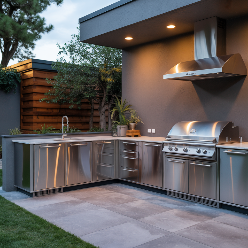 15 Best Outdoor Kitchen Ideas for Stylish Backyards 5 Modern Stainless Steel Design