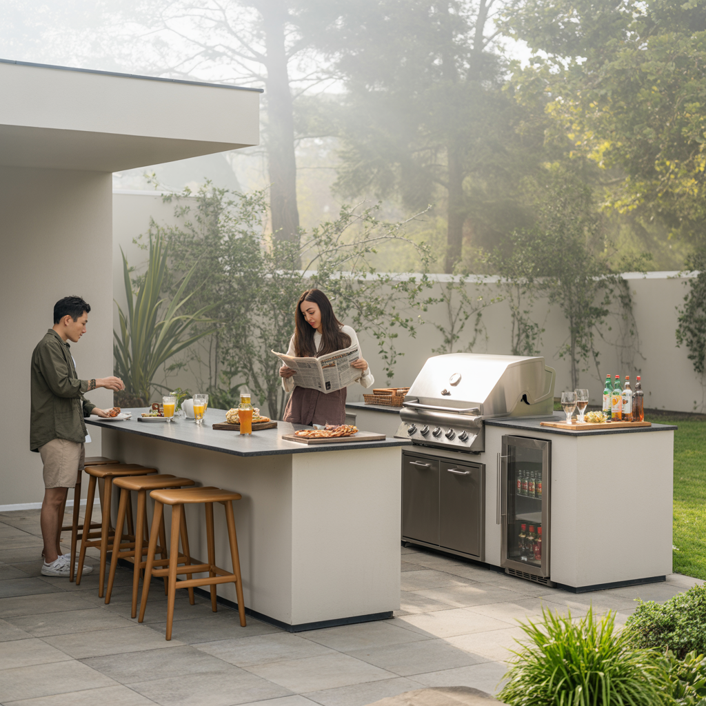 15 Best Outdoor Kitchen Ideas for Stylish Backyards 8 Outdoor Kitchen with Bar Seating