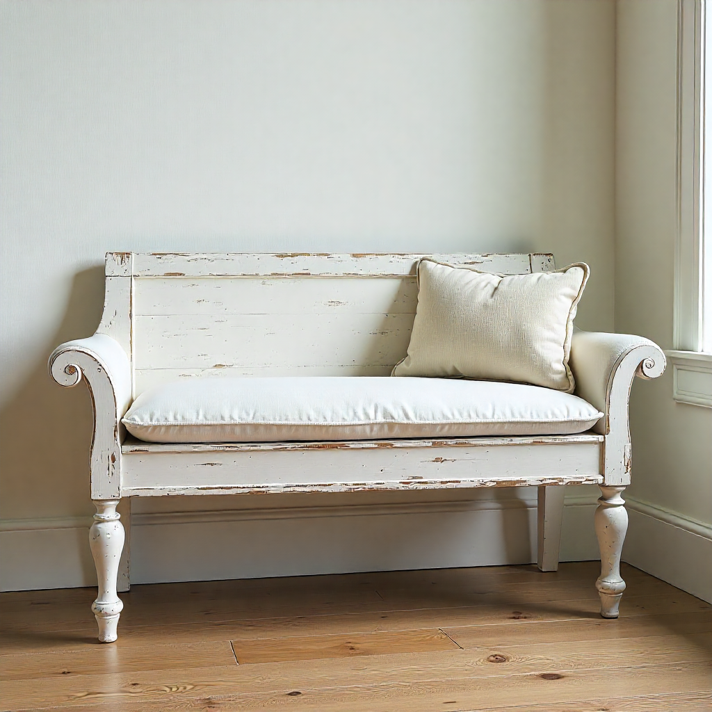 Painted Bench with Chippy Finish