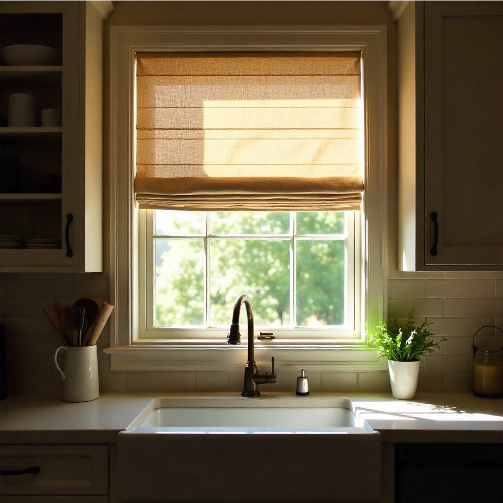 Roman Shades as Above Sink Curtains