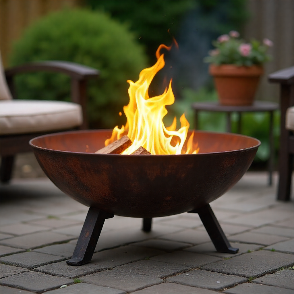 Rustic Metal Bowl Fire Pit