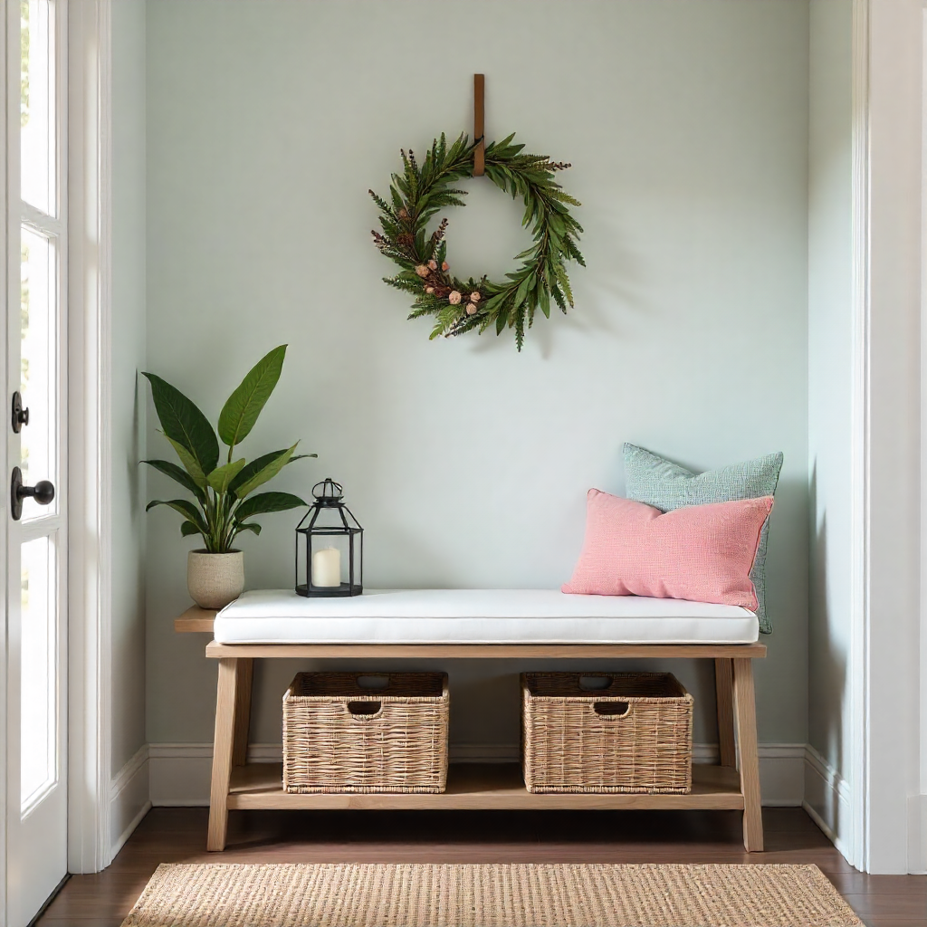 Small-Space Farmhouse Entryway Bench Decor