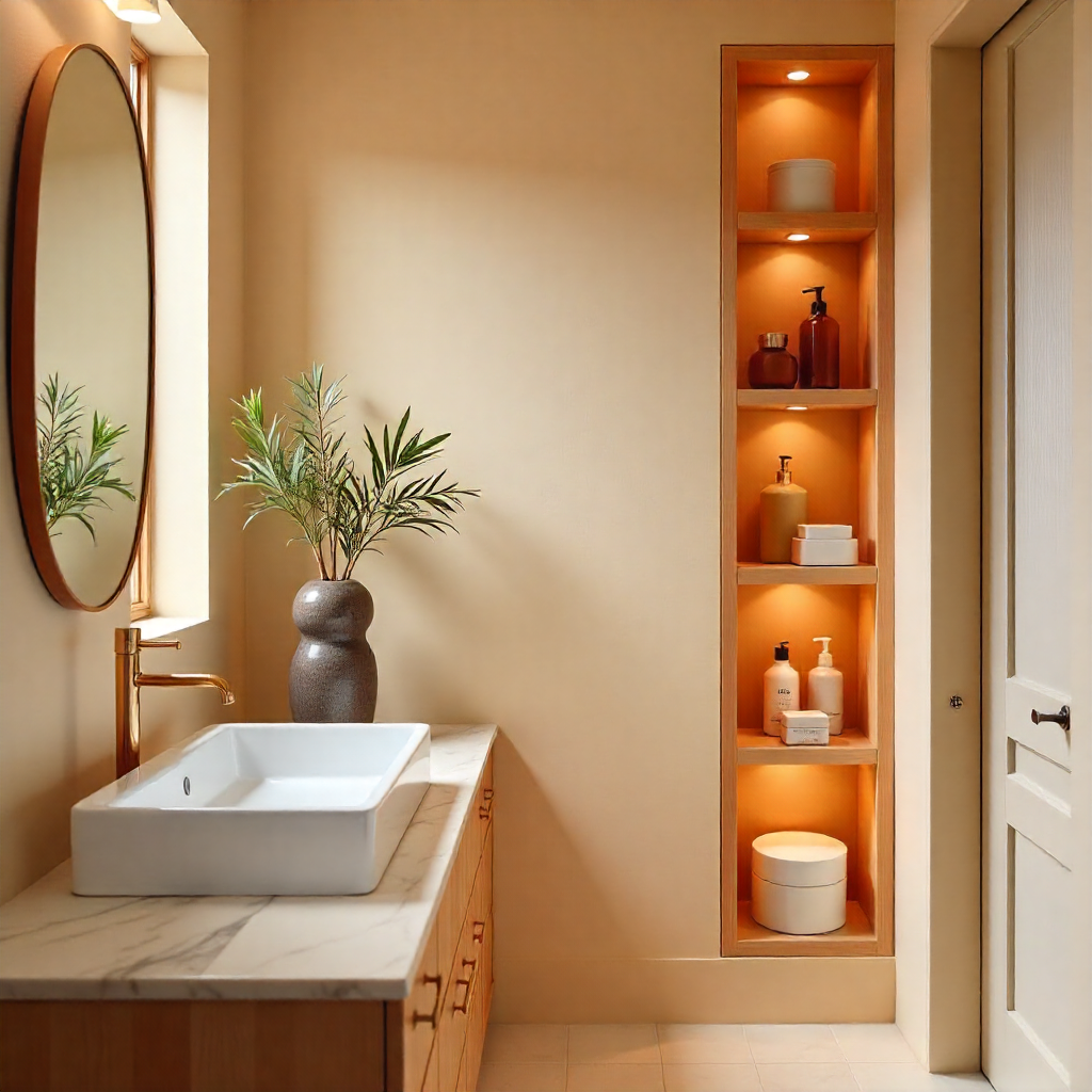 Small Bathroom Makeover: 20 Creative Ideas to Transform Your Space 5 Smart Storage with Built-In Shelves