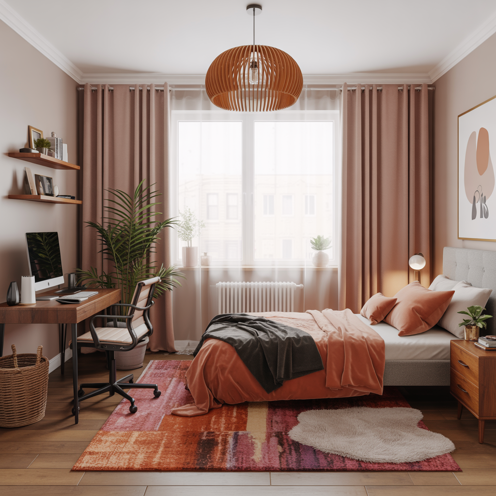 Stylish Decor for Blending Work and Sleep Areas