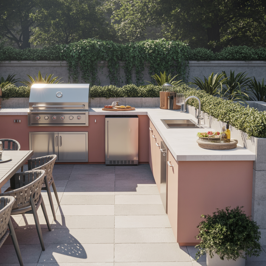 15 Best Outdoor Kitchen Ideas for Stylish Backyards 3 U-Shaped Cooking Hub