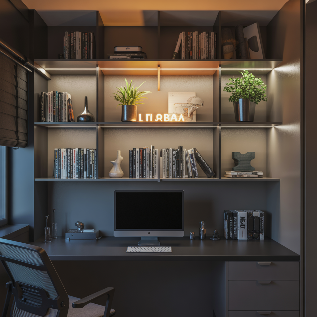 Best 15 Living Room Office Ideas to Maximize Space 13 Vertical Storage with Floating Shelves