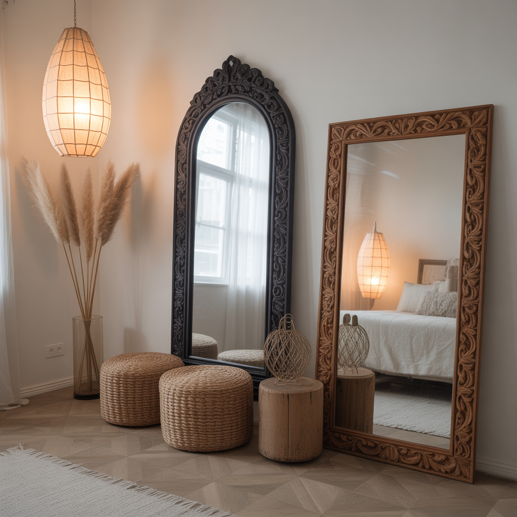 Bohemian Mirrors with Dark Frames