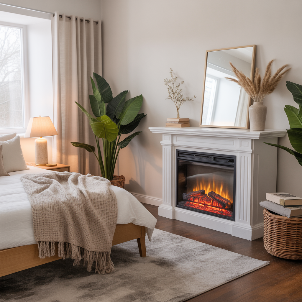Cozy Winter Bedroom: 20 Beautiful Ideas to Create Warmth and Comfort 5 Fireplace or Faux Fireplace Addition