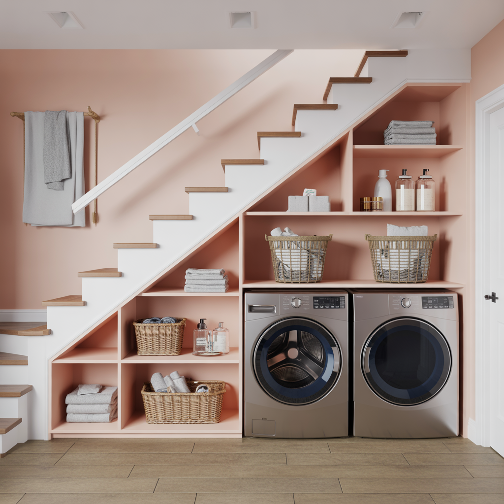 Laundry Under Stairs: 20 Creative and Practical Ideas to Maximize Space 2 Open Shelving for Easy Access