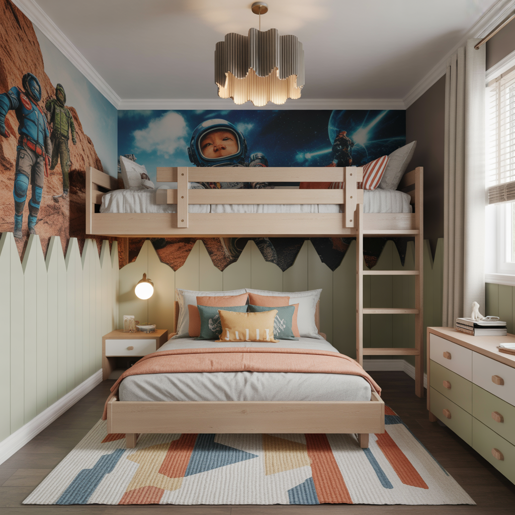 Bunk Room for Boys: 14 Creative and Practical Ideas to Maximize Space and Style 12 Accent Walls and Murals