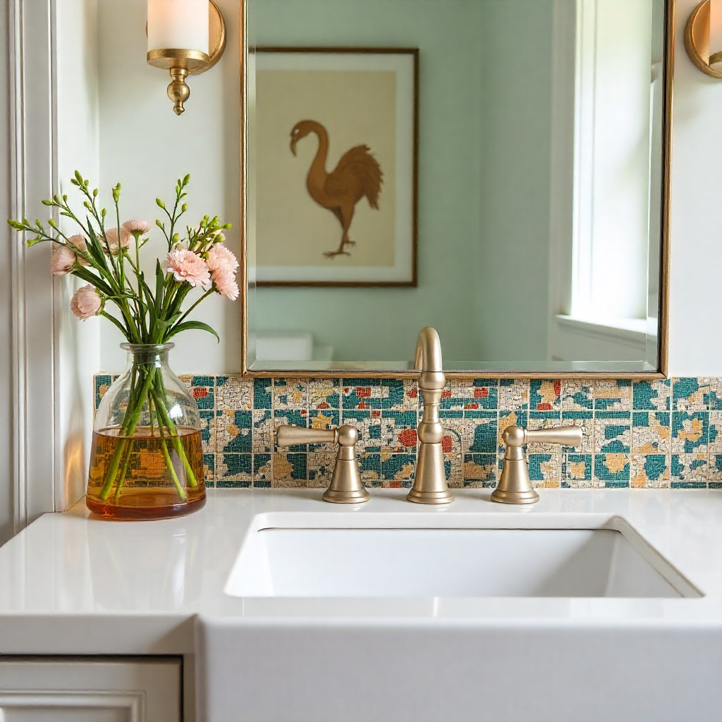 Powder Room Makeover: 20 Inspiring Ideas to Transform Your Space 15 Add a Pop with Decorative Backsplash