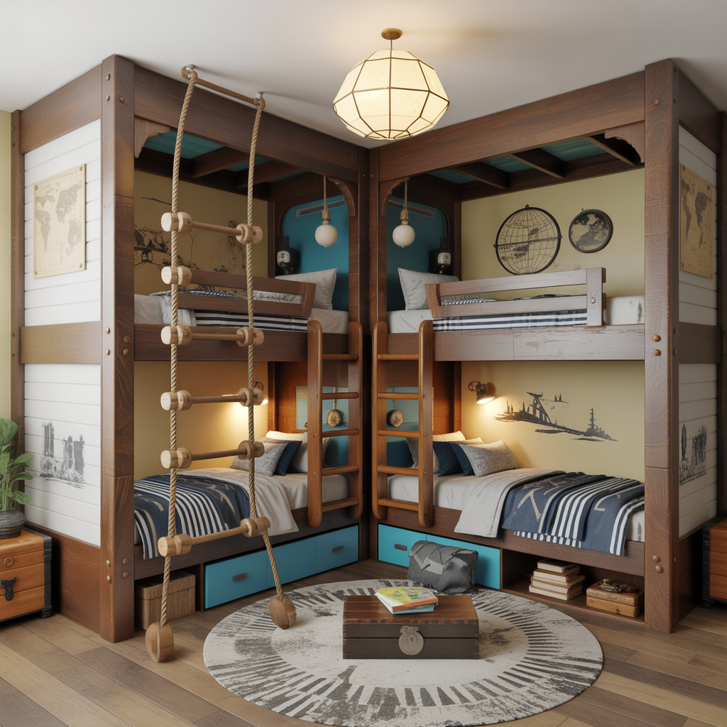 Bunk Room for Boys: 14 Creative and Practical Ideas to Maximize Space and Style 2 Adventure-Themed Bunk Beds