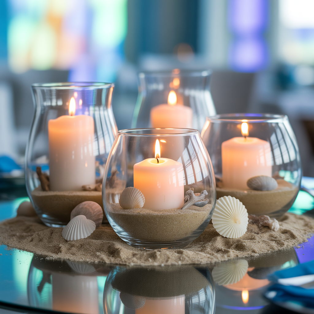 Beachy Candle Centerpiece with Sand Base