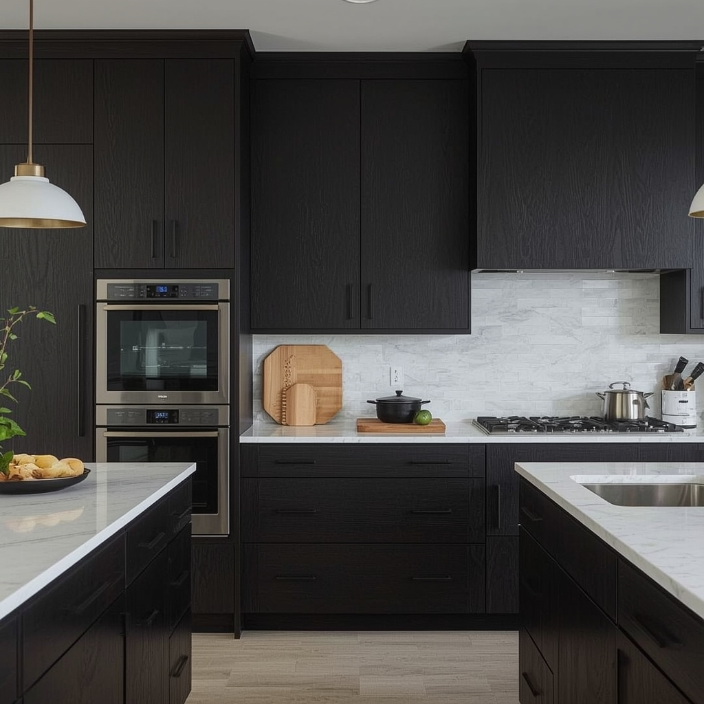 Black Japandi Kitchen: 25 Ideas for a Sophisticated Minimalist Space 18 Black-Stained Wood Cabinetry