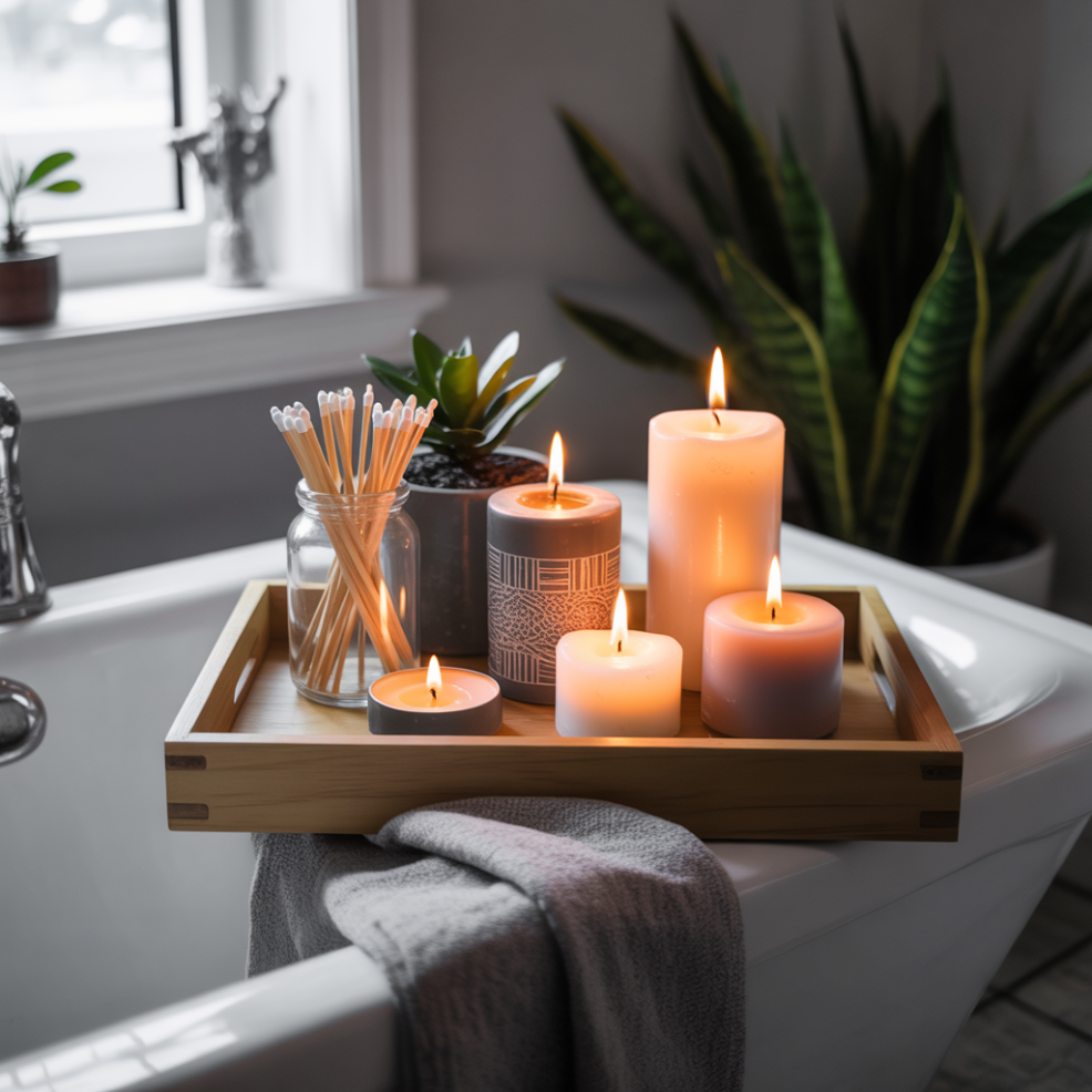 Bathroom Tray Decor: 16 Inspiring Ideas to Elevate Your Space 7 Candle-Focused Relaxation Tray