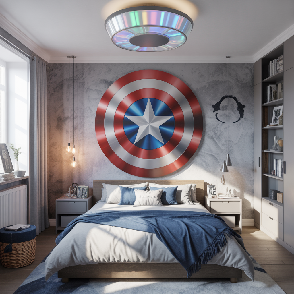 Marvel Bedroom: 16 Creative Ideas for the Ultimate Superhero Space 12 Captain America Shield Designs