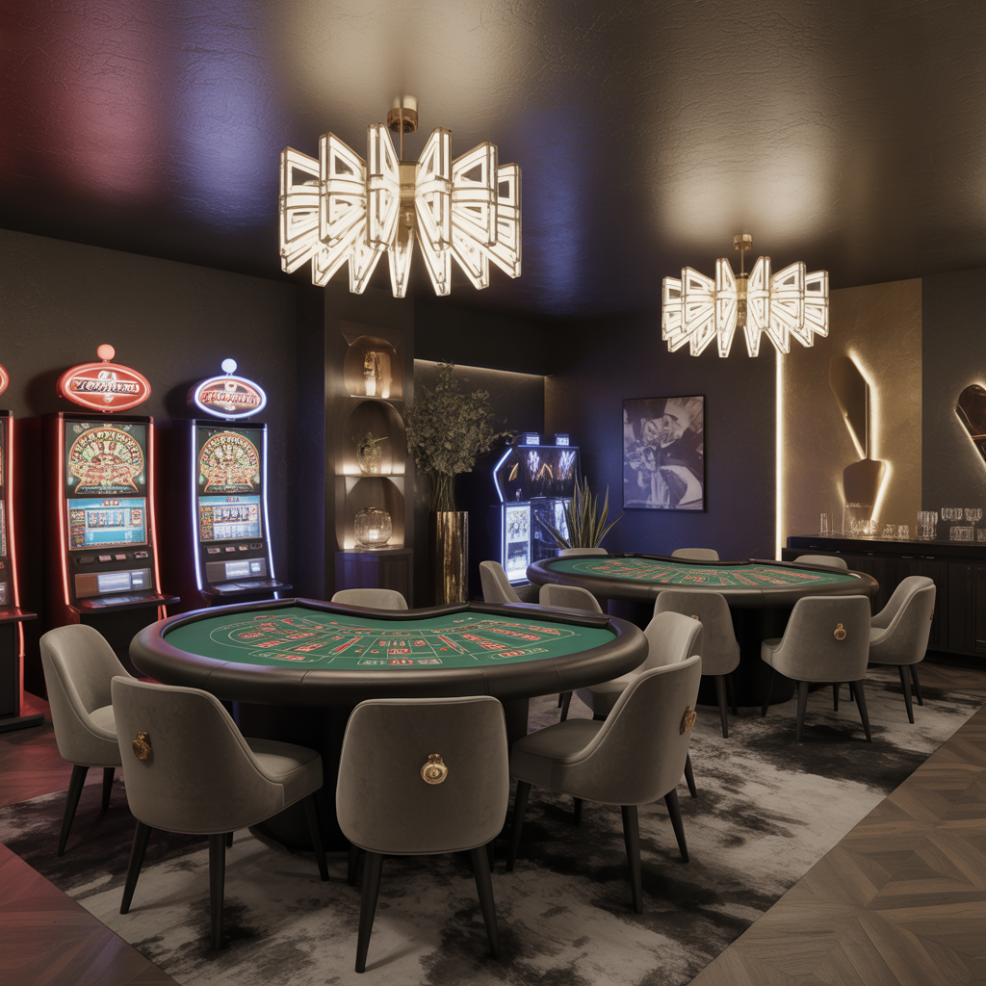 Adult Game Room: 18 Detailed Ideas for the Perfect Entertainment Space 5 Casino-Themed Atmosphere