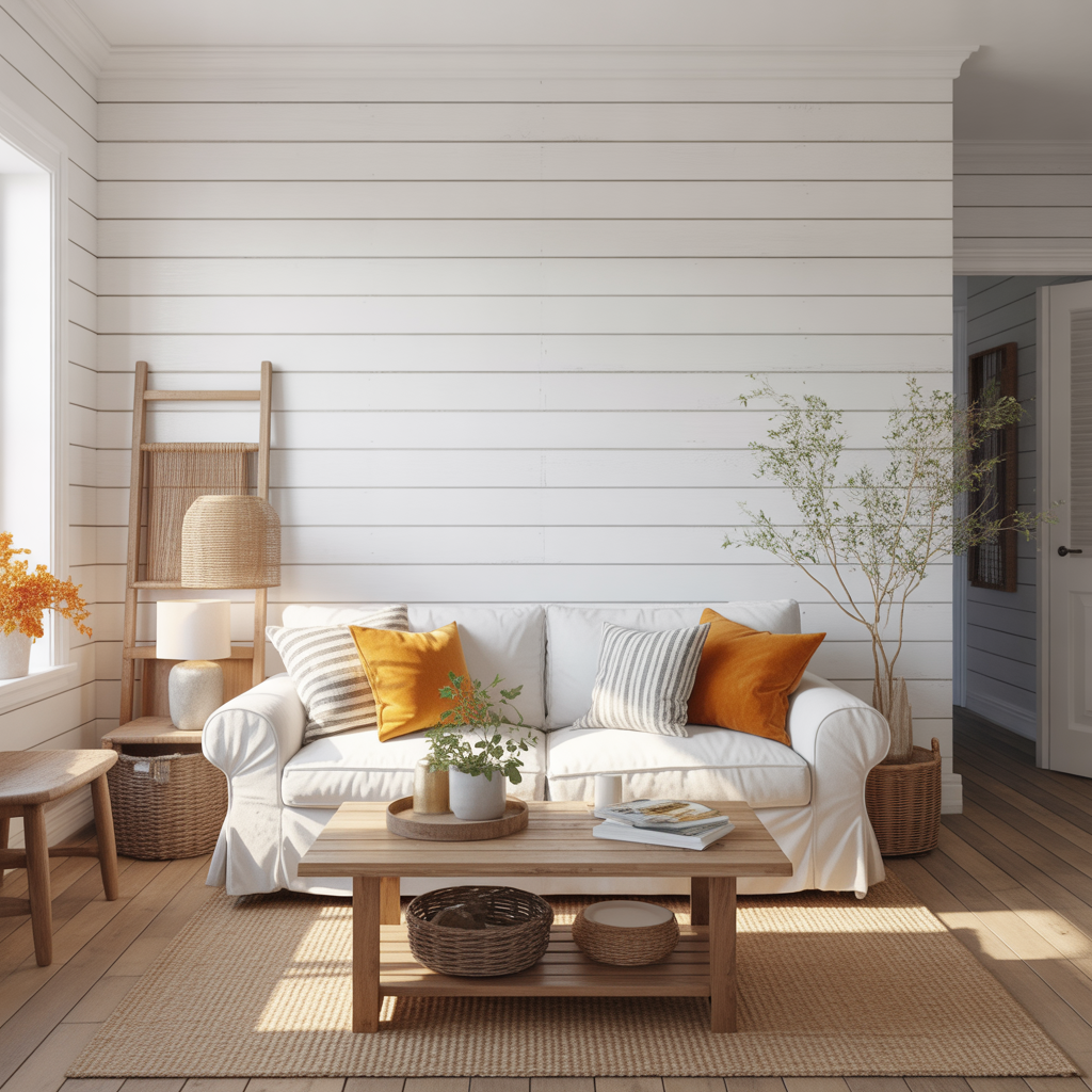 Shiplap Wall Living Room: 15 Inspiring Ideas for a Stylish and Cozy Space 1 Classic White Shiplap for a Bright Living Room