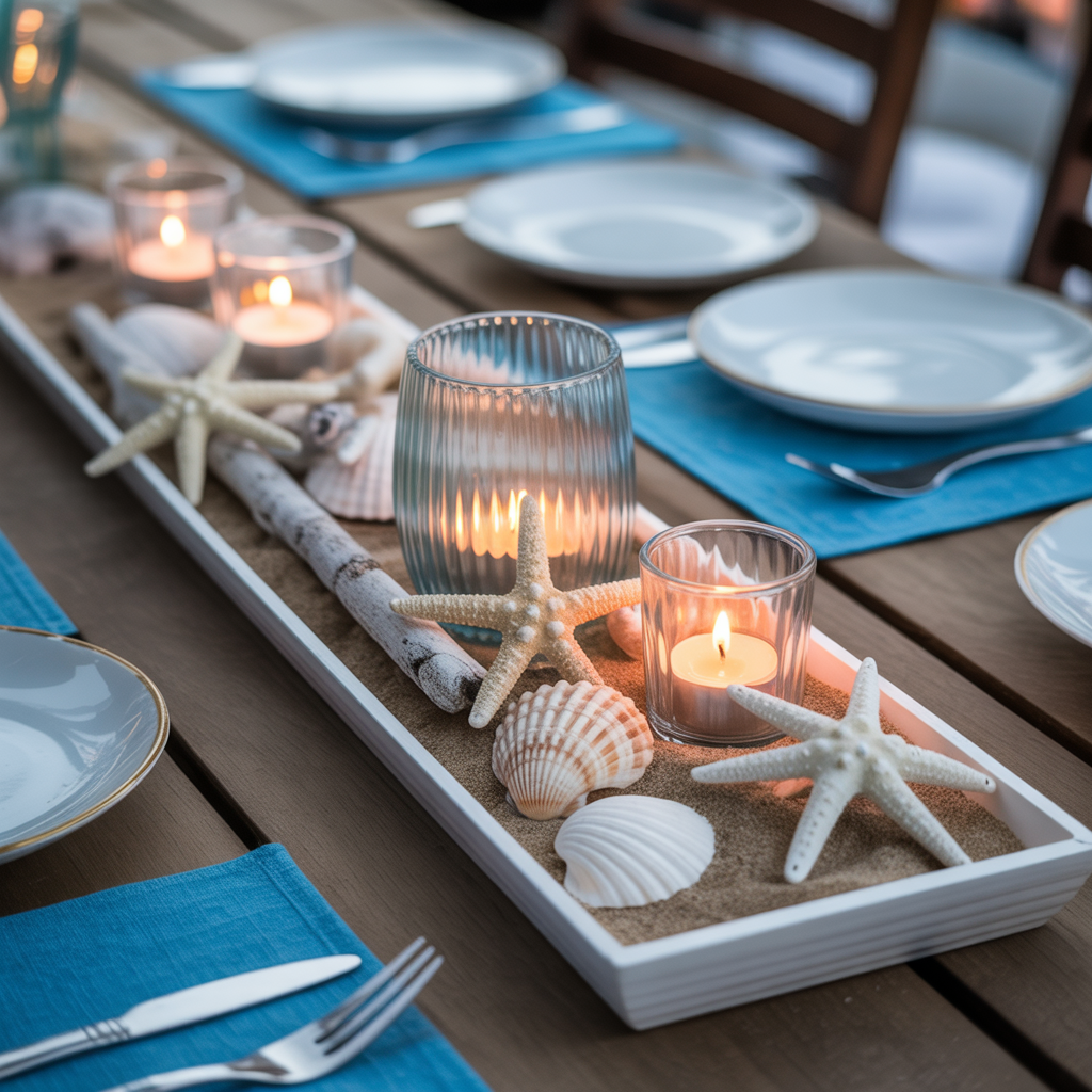 Coastal-Inspired Centerpiece with Seashells