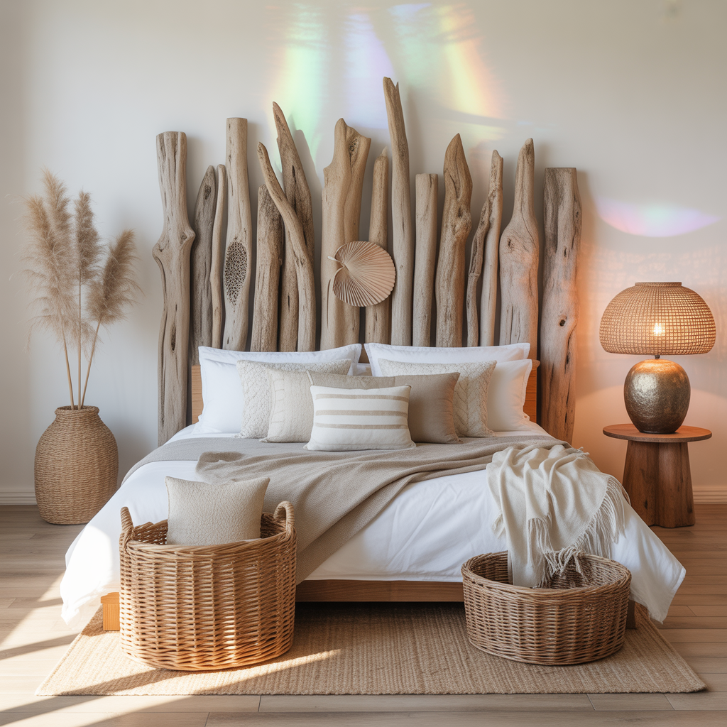 Boho Headboard: 20 Inspiring Ideas to Transform Your Bedroom 15 Driftwood-Inspired Boho Headboard