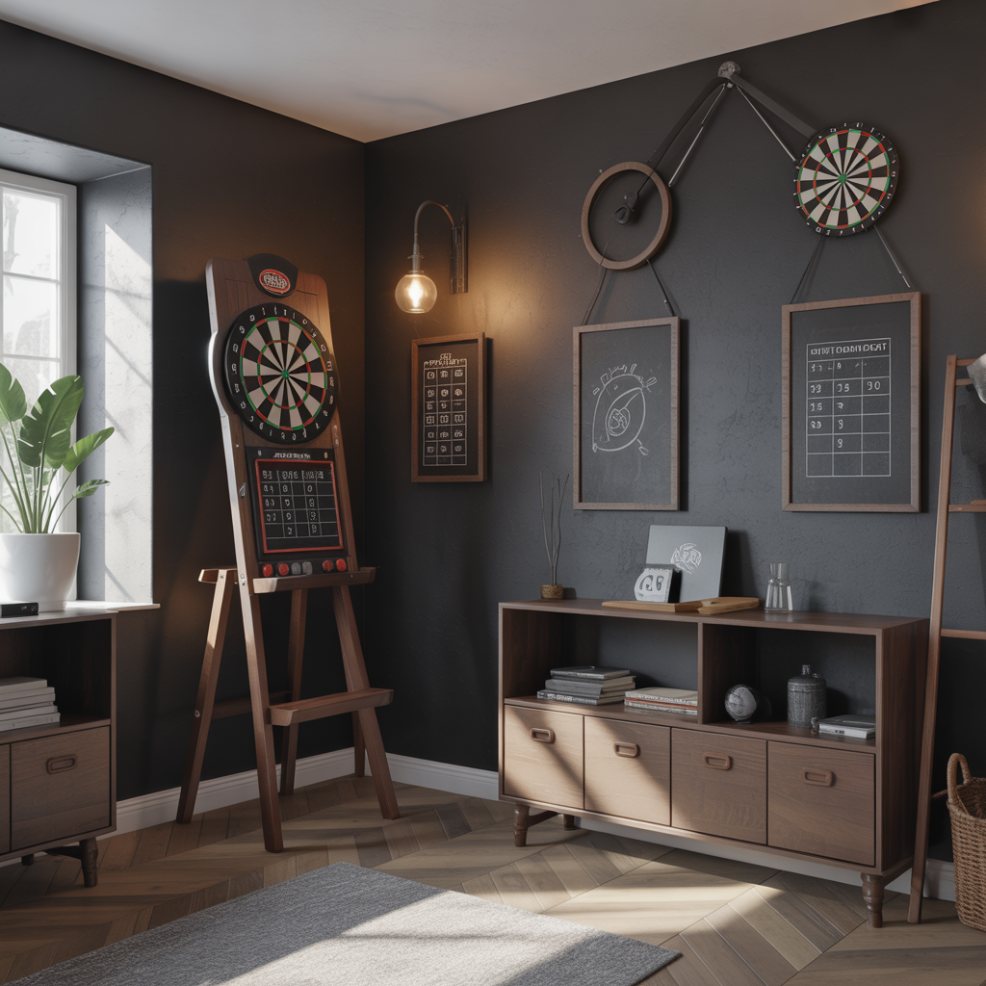 Adult Game Room: 18 Detailed Ideas for the Perfect Entertainment Space 8 Dartboard and Wall-Mounted Games