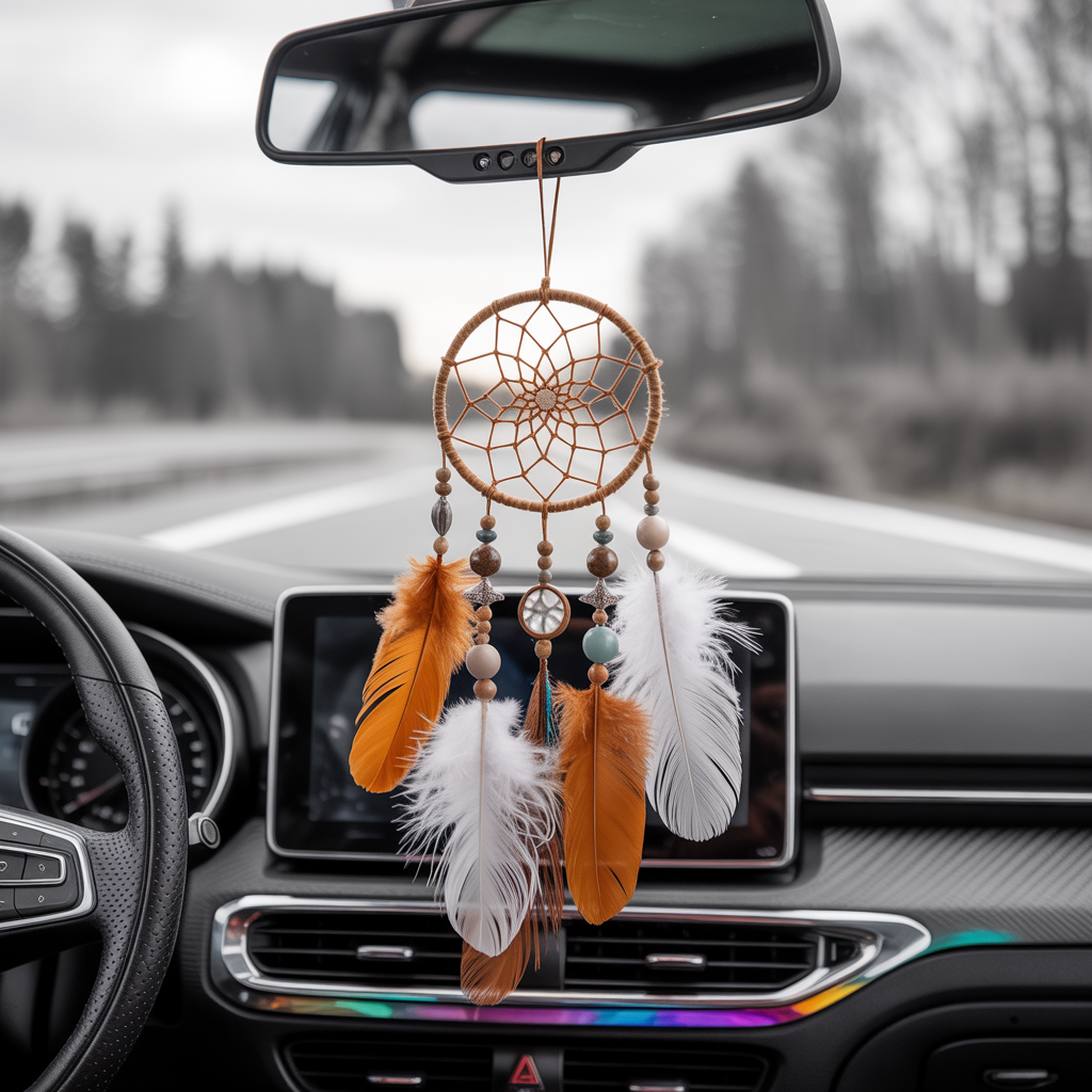 Boho Car Interior: 16 Stunning Ideas for a Free-Spirited Ride 4 Dreamcatchers and Hanging Charms