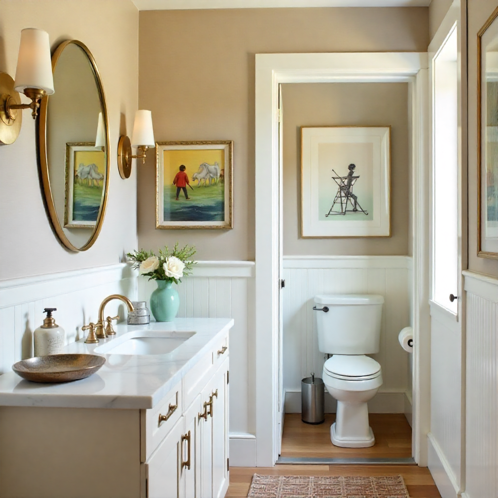 Powder Room Makeover: 20 Inspiring Ideas to Transform Your Space 11 Elevate with Art and Décor