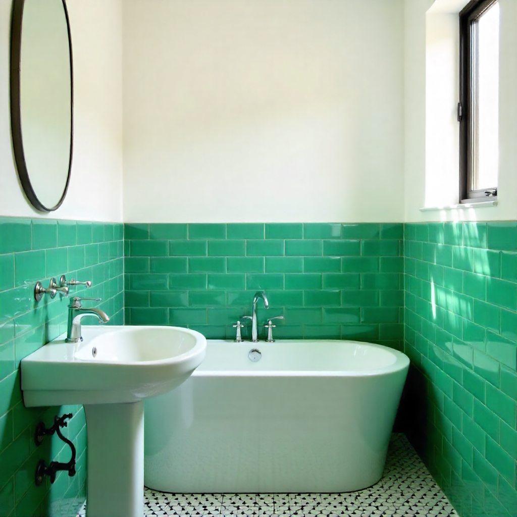 Emerald Green Half-Wall Paneling