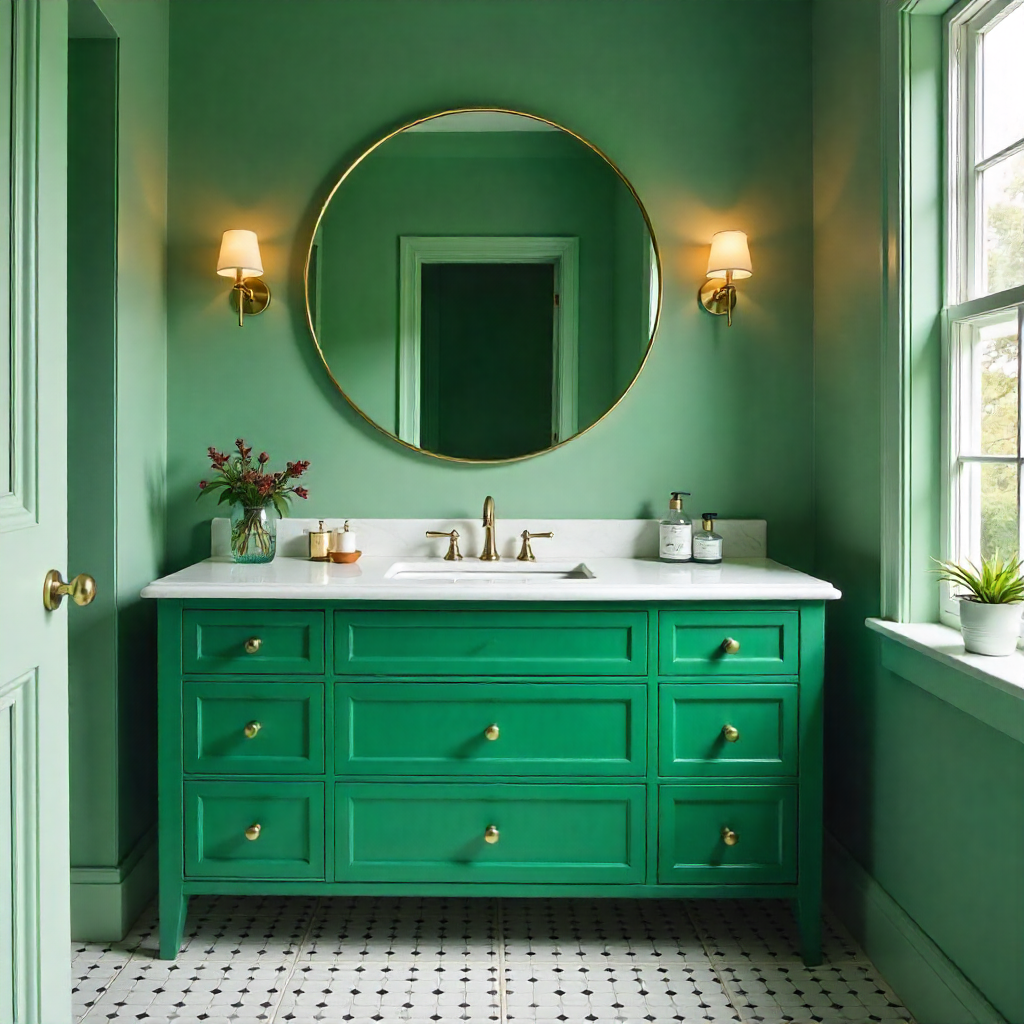 Emerald Green Vanity Cabinet