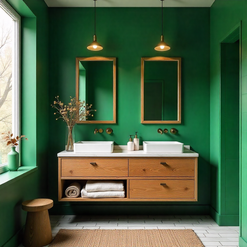 Emerald Green and Natural Wood