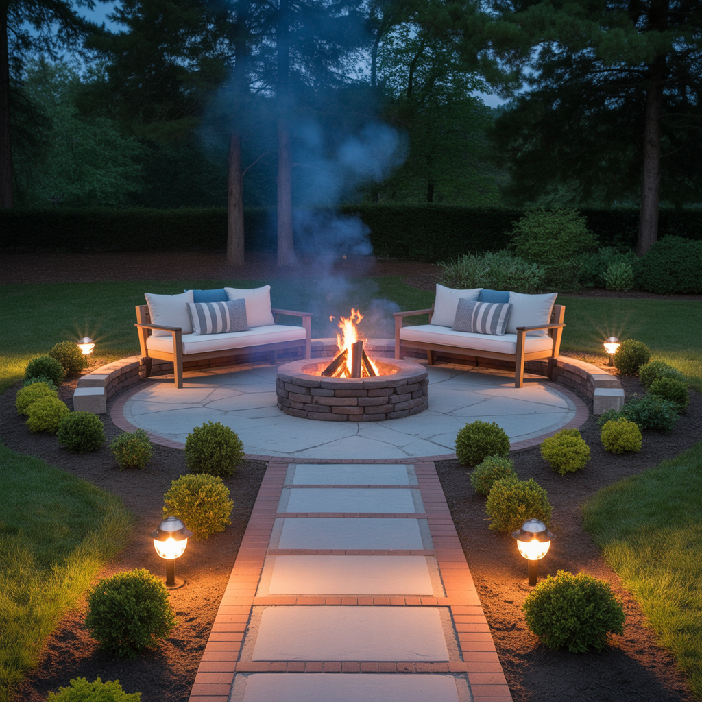 Fire Pit with Surrounding Pathways