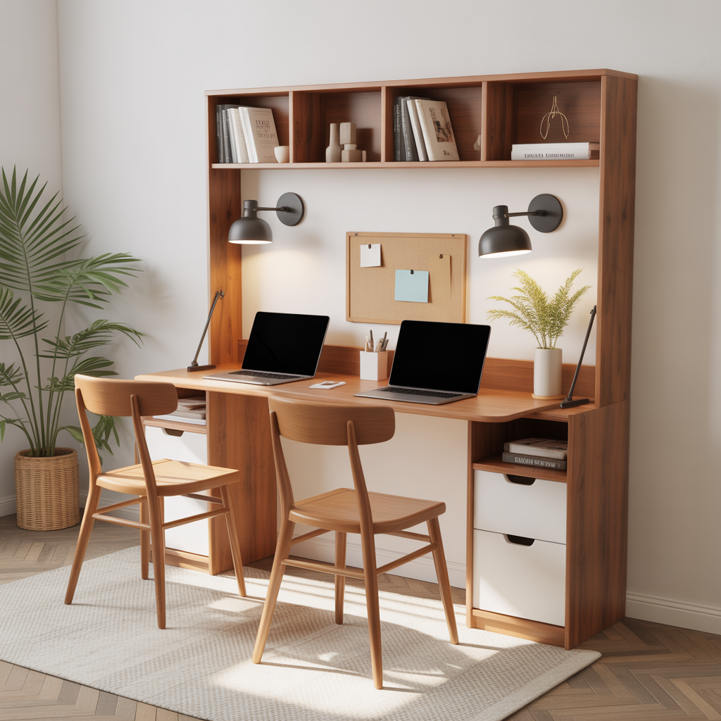 Small Home Office Double Desk :15 Ideas for smart and Productivity Style 15 Foldable or Drop-Leaf Double Desk