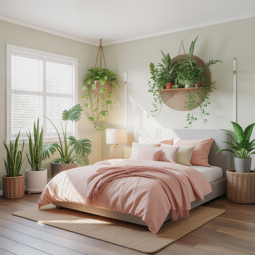 Summer Bedroom: 14 Detailed Ideas for a Cool and Relaxing Space 4 Fresh Greenery and Indoor Plants