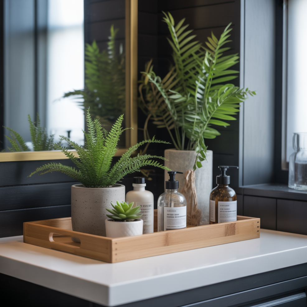 Bathroom Tray Decor: 16 Inspiring Ideas to Elevate Your Space 11 Greenery and Plant-Inspired Tray
