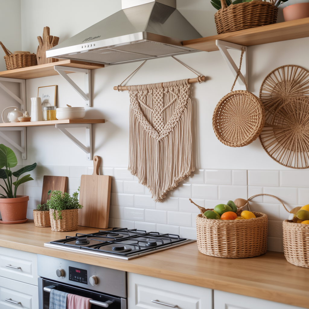 Boho Kitchen: 20 Inspiring Ideas to Create a Warm and Eclectic Space 10 Hang Macrame and Woven Accents