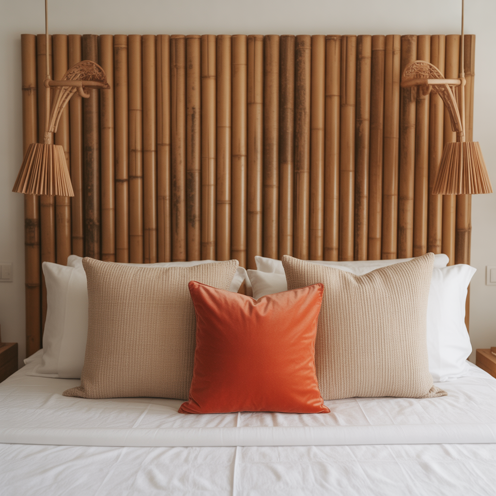 Boho Headboard: 20 Inspiring Ideas to Transform Your Bedroom 12 Hanging Bamboo Poles as a Headboard