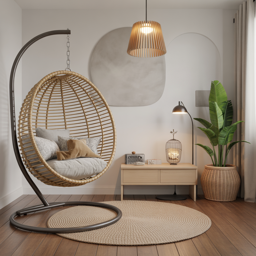 Small Bedroom Sitting Area: 15 Creative Ideas to Maximize Comfort and Style 11 Hanging Chair or Swing