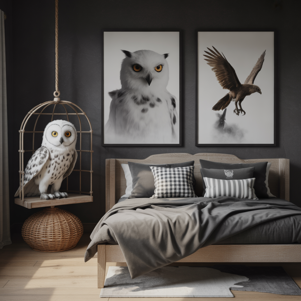 Harry Potter Bedroom: 20 Magical Ideas to Transform Your Space 16 Hedwig and Magical Creature Décor