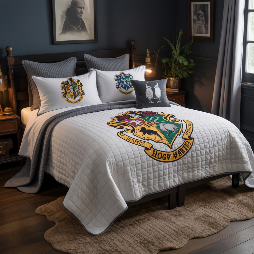 Harry Potter Bedroom: 20 Magical Ideas to Transform Your Space 1 Hogwarts House-Themed Bedding