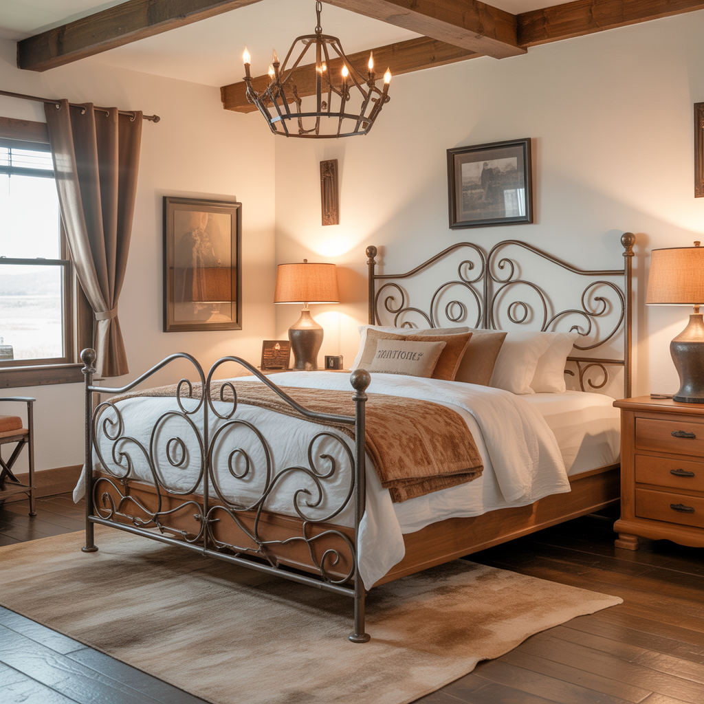 Western Ranch Bedroom:20 Inspiring Ideas to Create a Cozy Rustic Retreat 5 Incorporating Wrought Iron Details