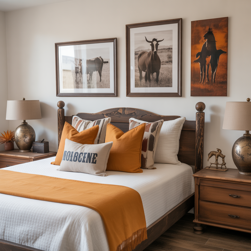 Western Ranch Bedroom:20 Inspiring Ideas to Create a Cozy Rustic Retreat 11 Ranch-Inspired Wall Art